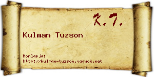 Kulman Tuzson névjegykártya